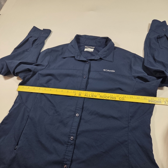 Columbia Shirt Navy Mesh-Lined Omni-Shade Shirt Jacket Button Down Woman's XL - Picture 7 of 11